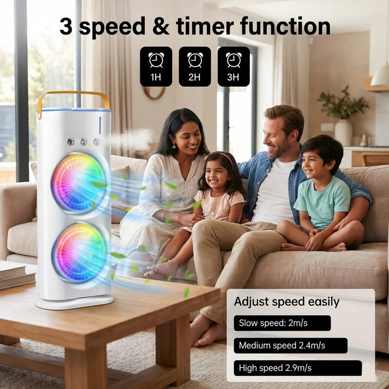 Portable Rechargeable Misting Fan with free mini rechargeable fan
