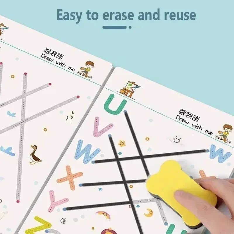 Magical Tracing Workbook Set | Reusable Alphabet & Number Writing Book for Kids- (64 Pages)