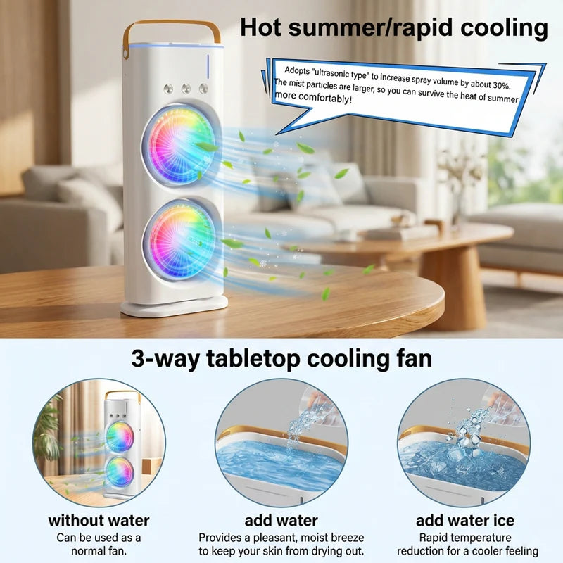 Portable Rechargeable Misting Fan with free mini rechargeable fan