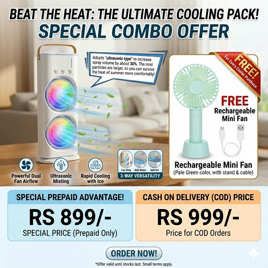 Portable Rechargeable Misting Fan with free mini rechargeable fan